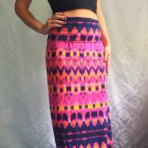 NEW Cynthia Rowley Pink Orange Chevron Maxi Skirt